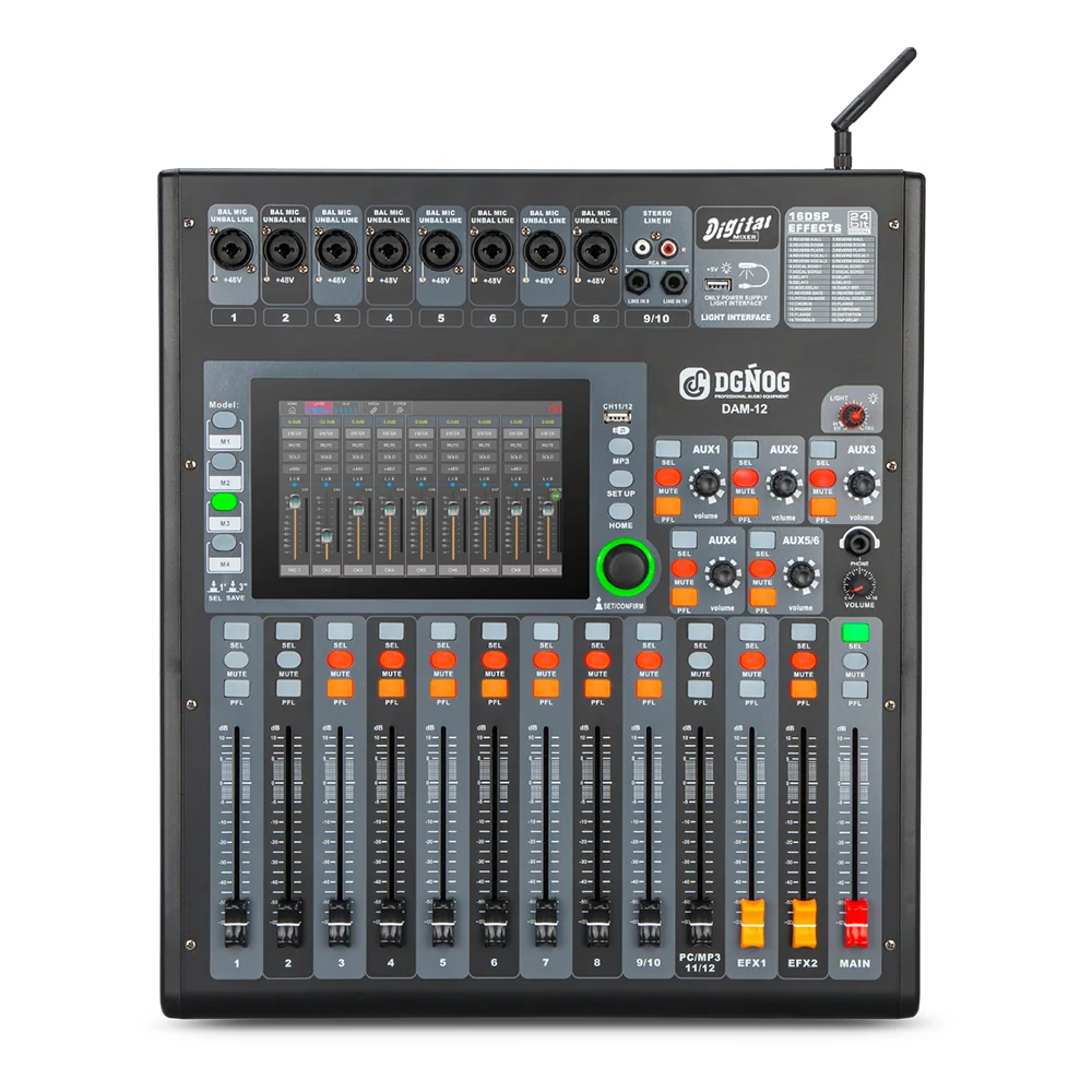 DAM-12 professional digital mixer: front view