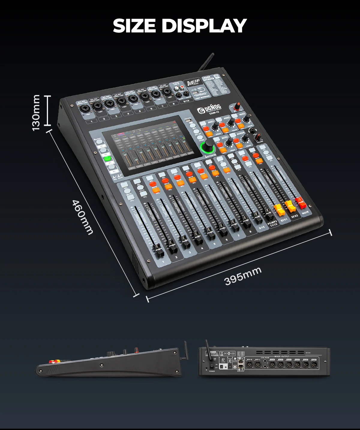 DAM-12 professional digital mixer: dimensions