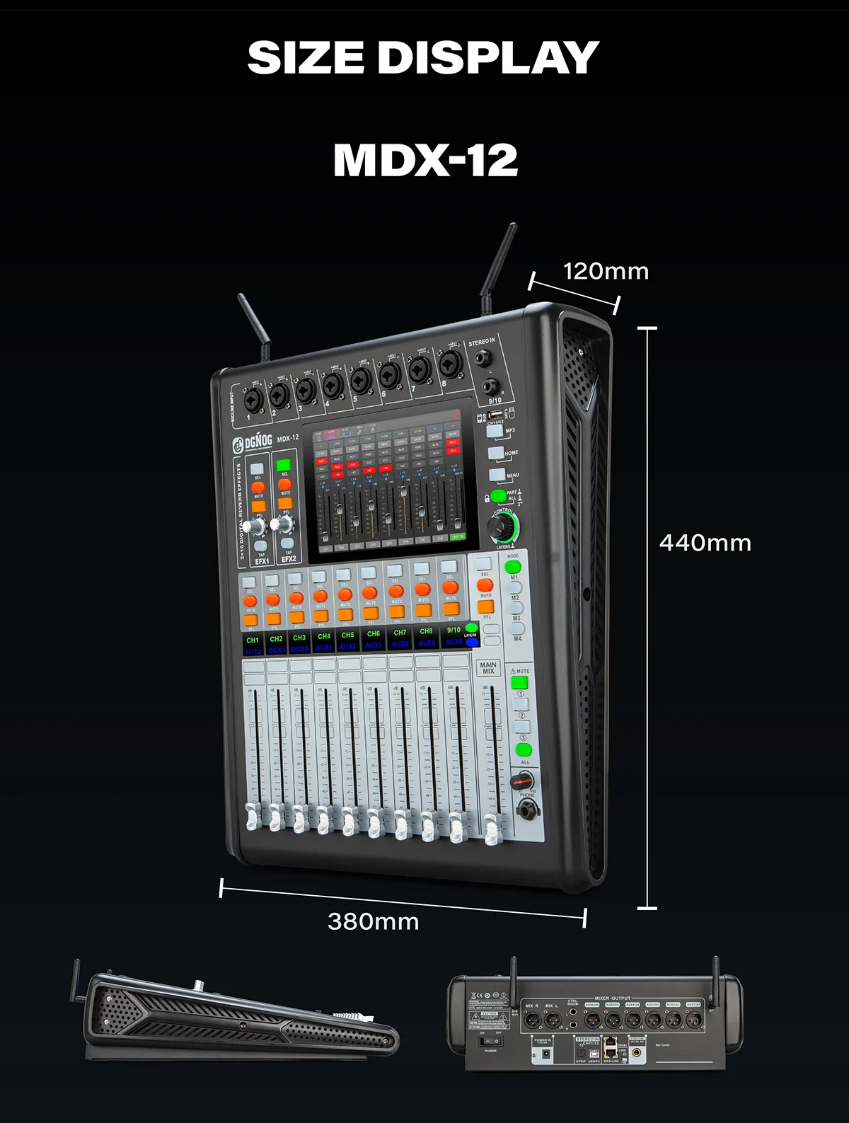 MDX-12 professional digital mixer: dimensions