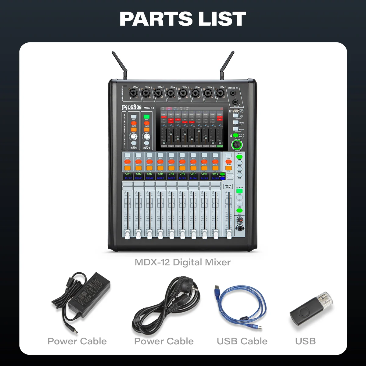 MDX-12 professional digital mixer: included accessories