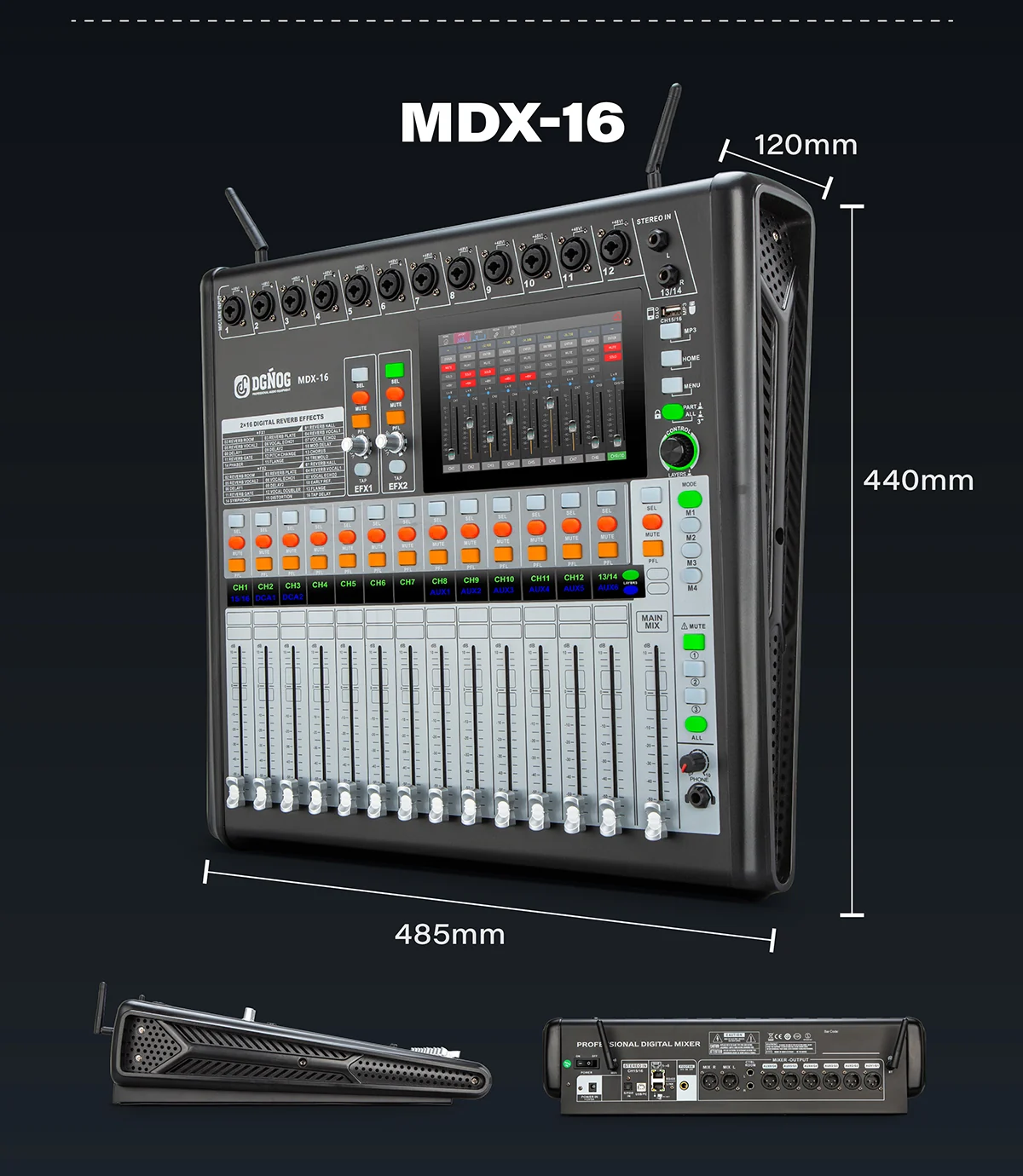 MDX-16 professional digital mixer: dimensions
