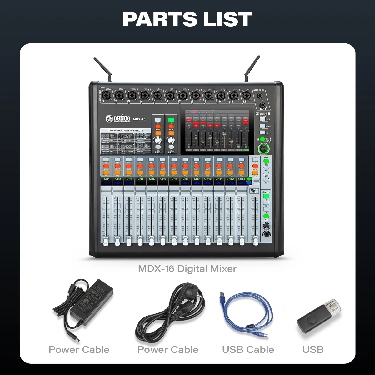 MDX-16 professional digital mixer: included accessories