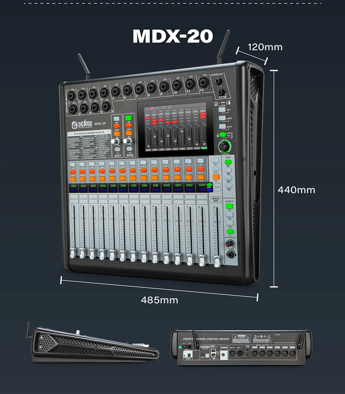 MDX-20 professional digital mixer: dimensions