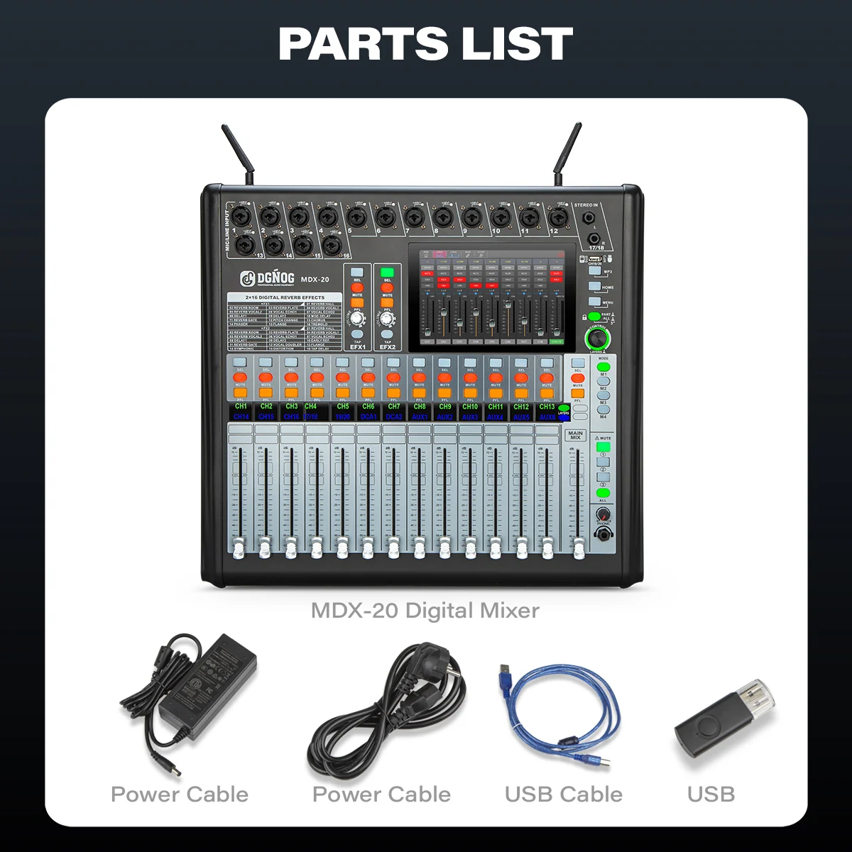 MDX-20 professional digital mixer: included accessories