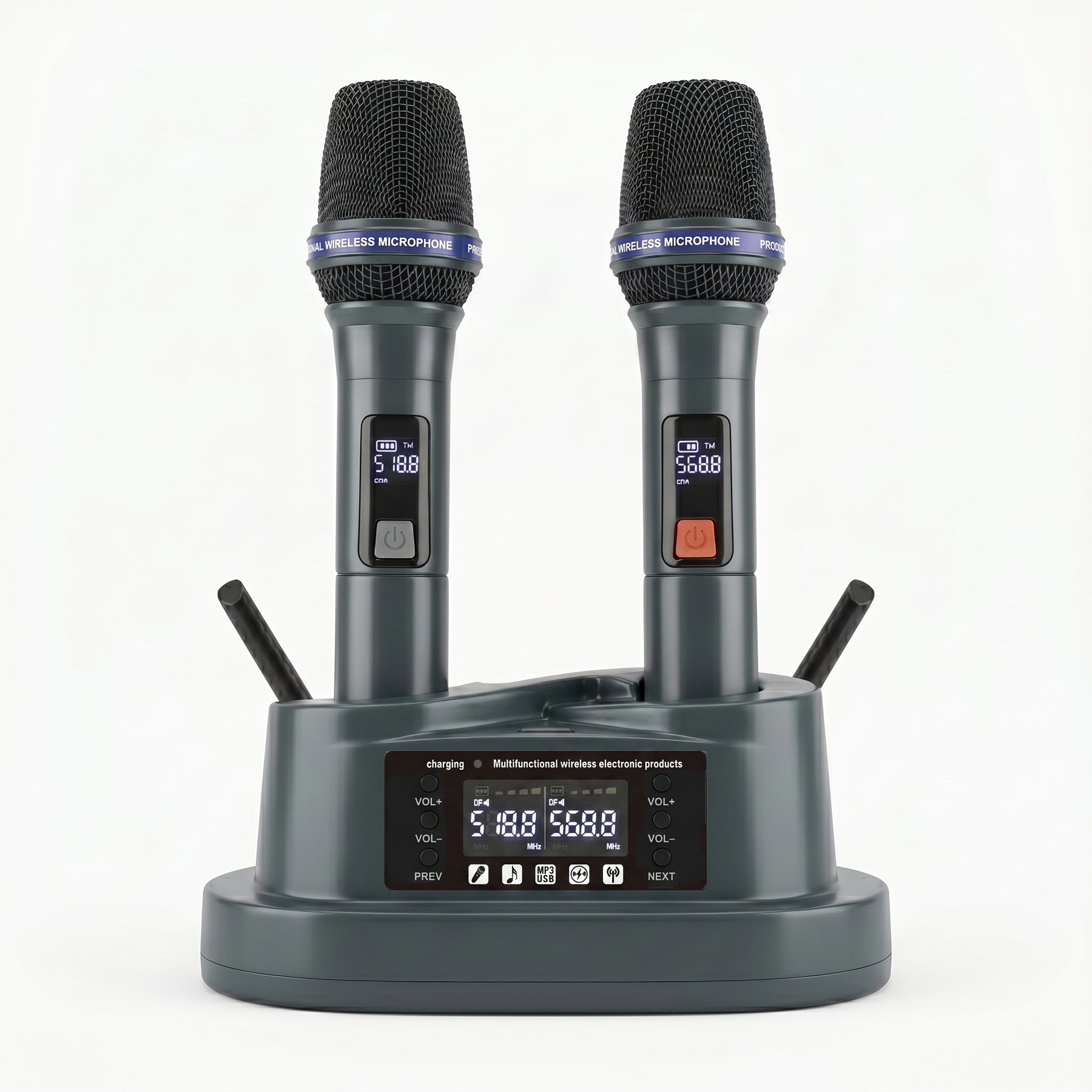 2600 dual-handheld rechargeable wireless microphone complete system