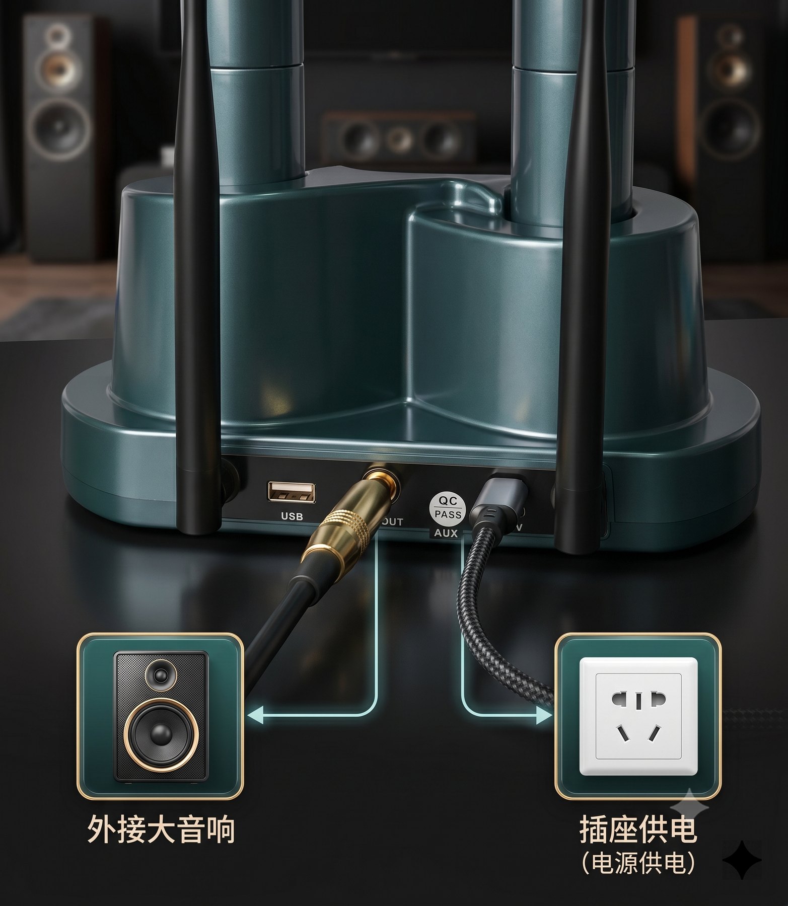 2600 receiver rear audio and power connections