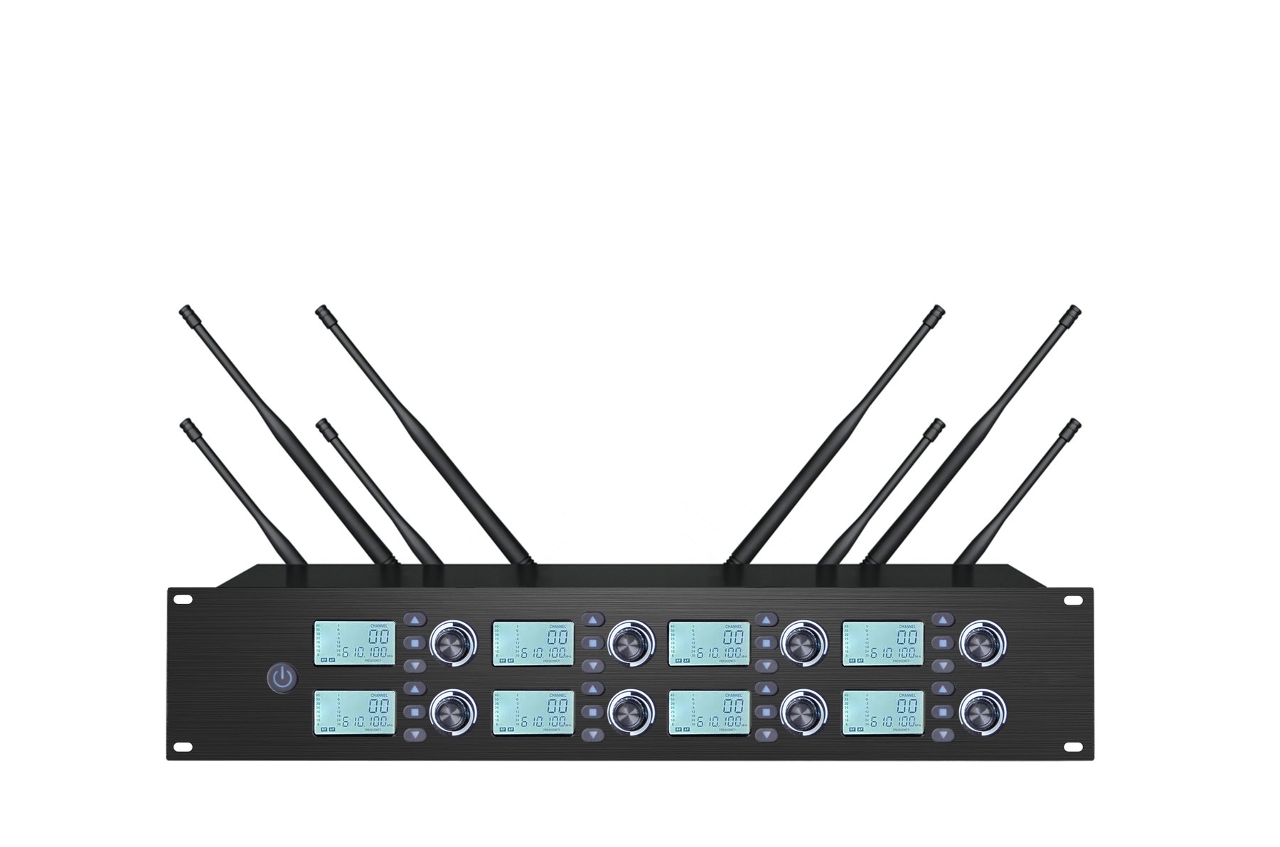 K-8780 eight channel receiver with eight desktop gooseneck microphones