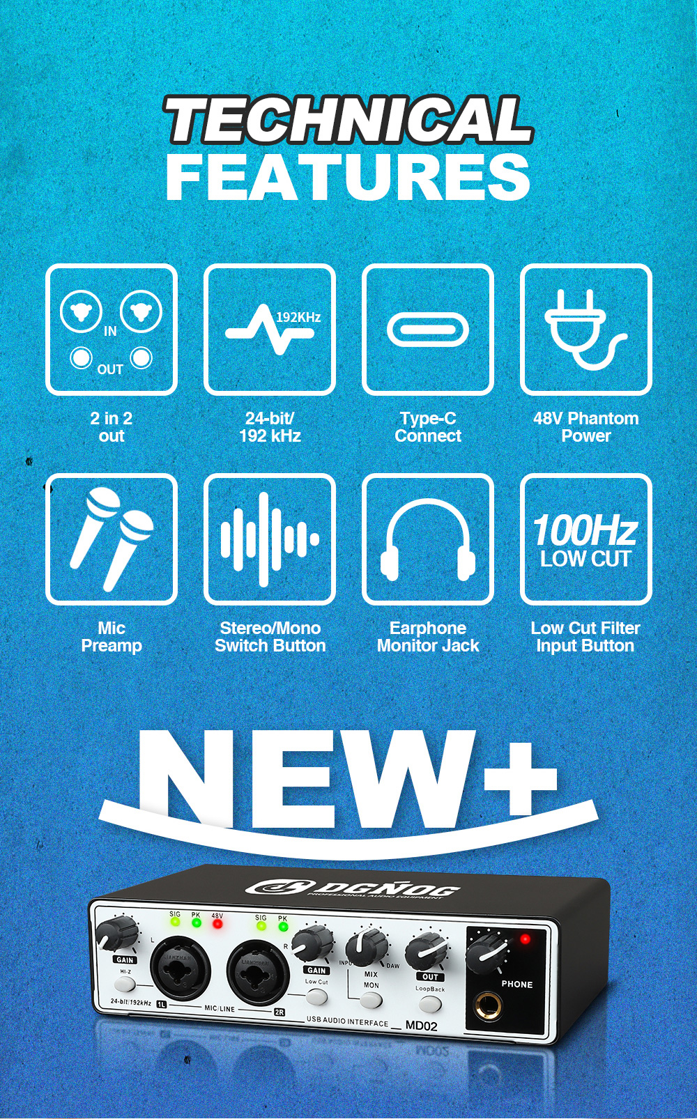 MD02 USB-C audio interface technical feature overview