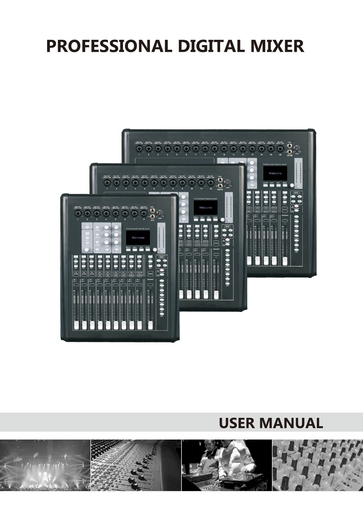 MX8812 professional digital mixer English user manual cover showing the product family