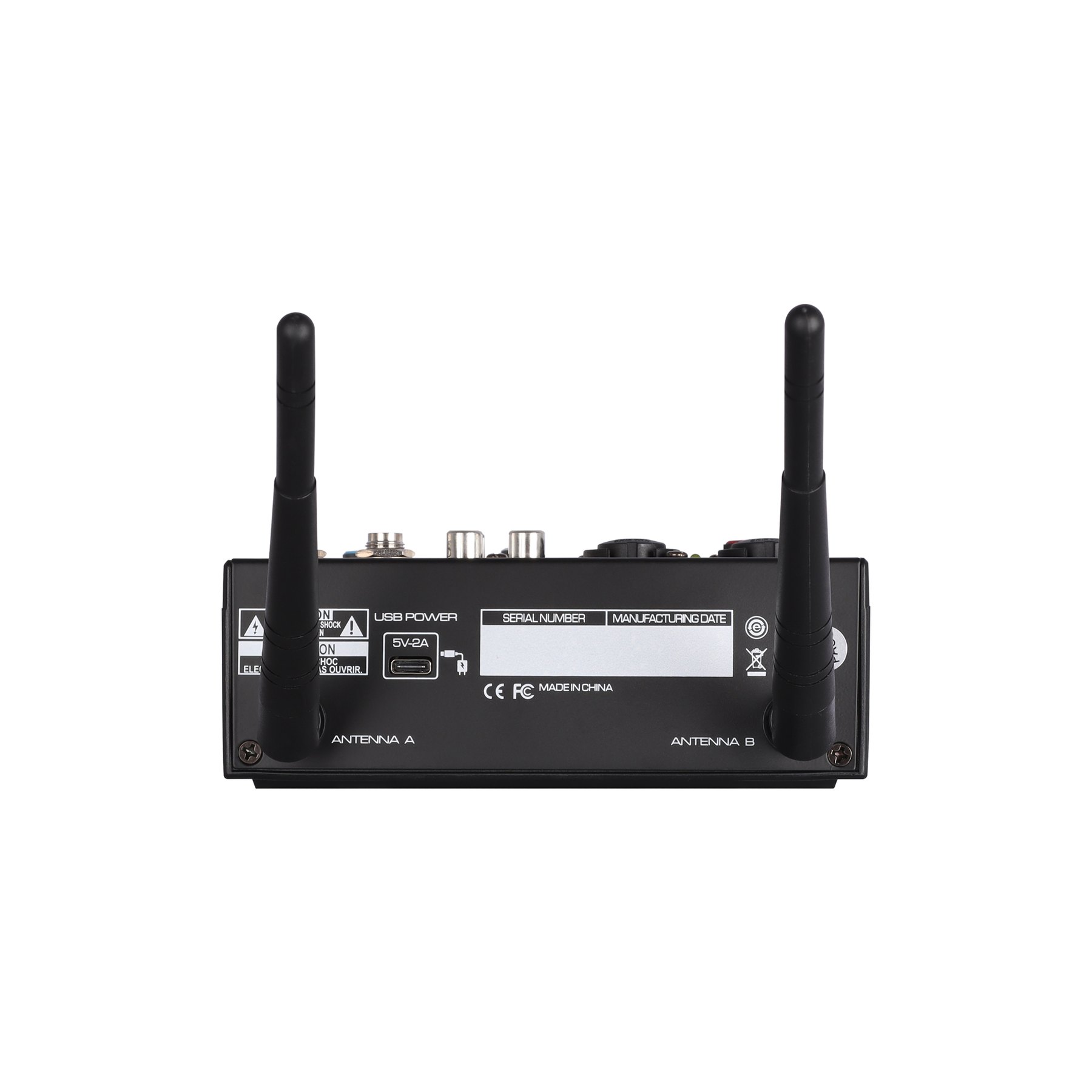 R4-PRO mixer rear USB power and wireless antenna connections