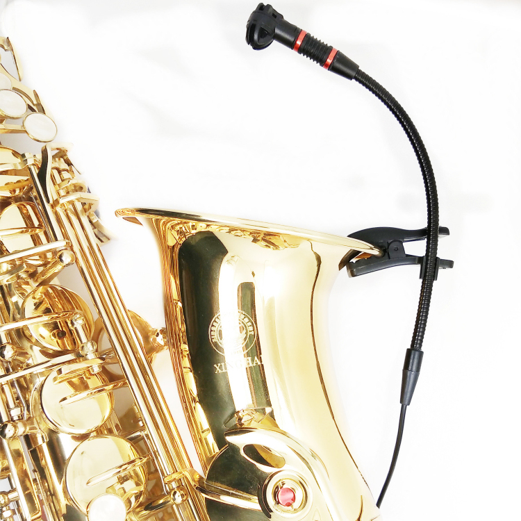 S163 clip-on instrument microphone mounted on a brass instrument