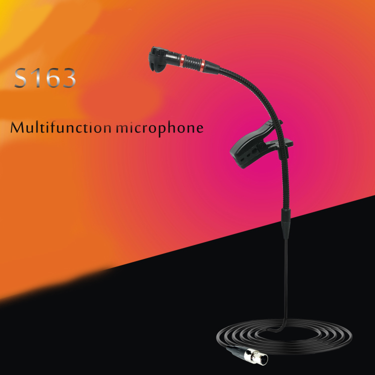 S163 flexible gooseneck instrument microphone with cable and clip