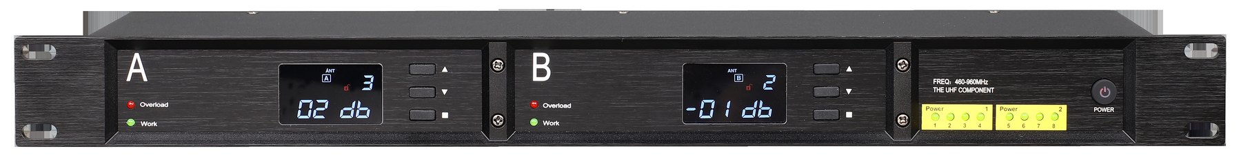 UA80 16-channel microphone antenna distribution main unit front panel