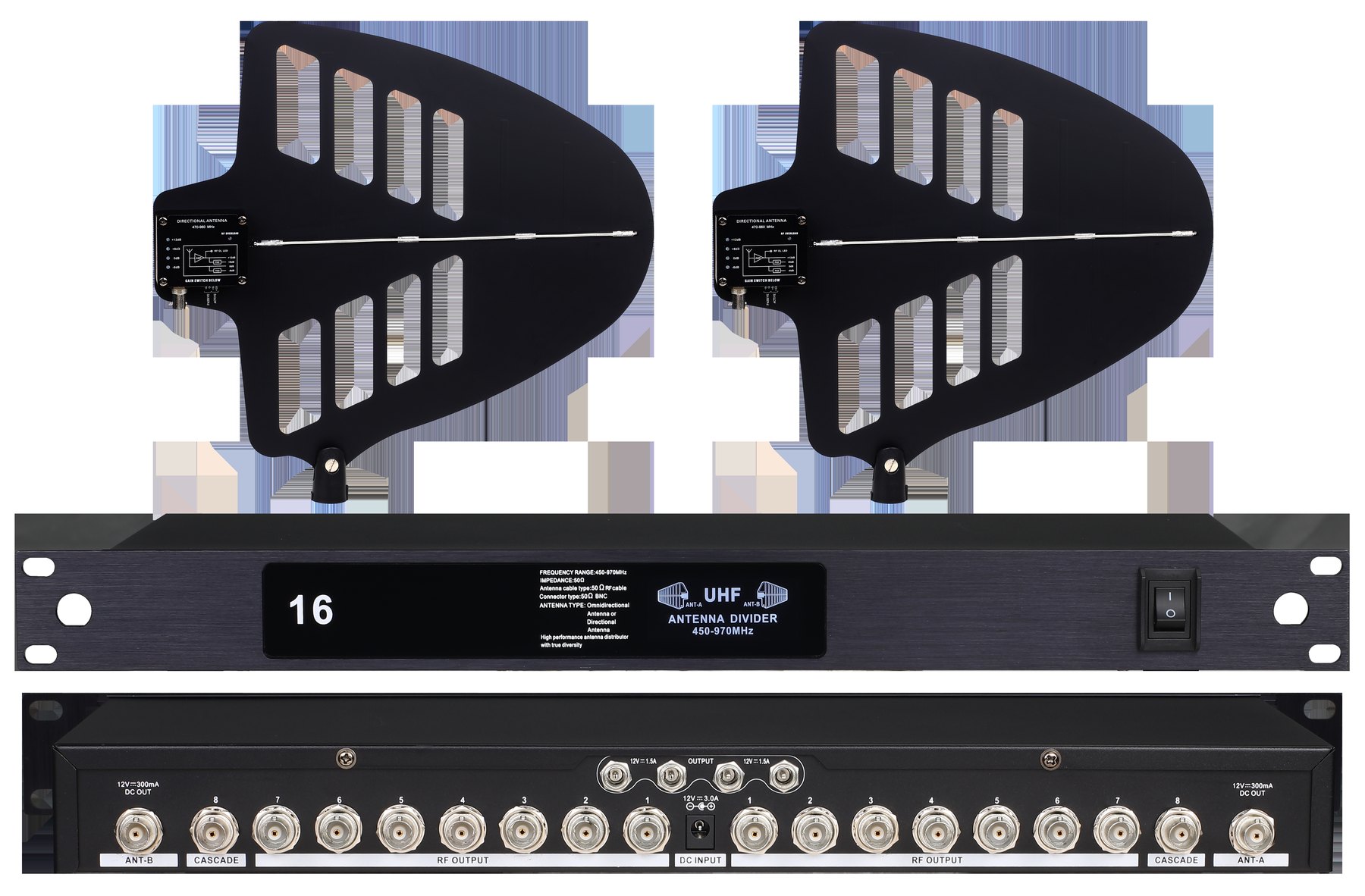 UA898 and U9900 16-channel microphone antenna distribution system