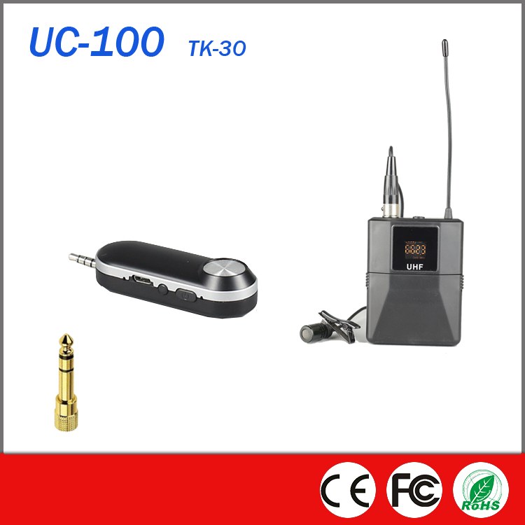 UC-100 TK-30 single-channel receiver bodypack and lavalier configuration