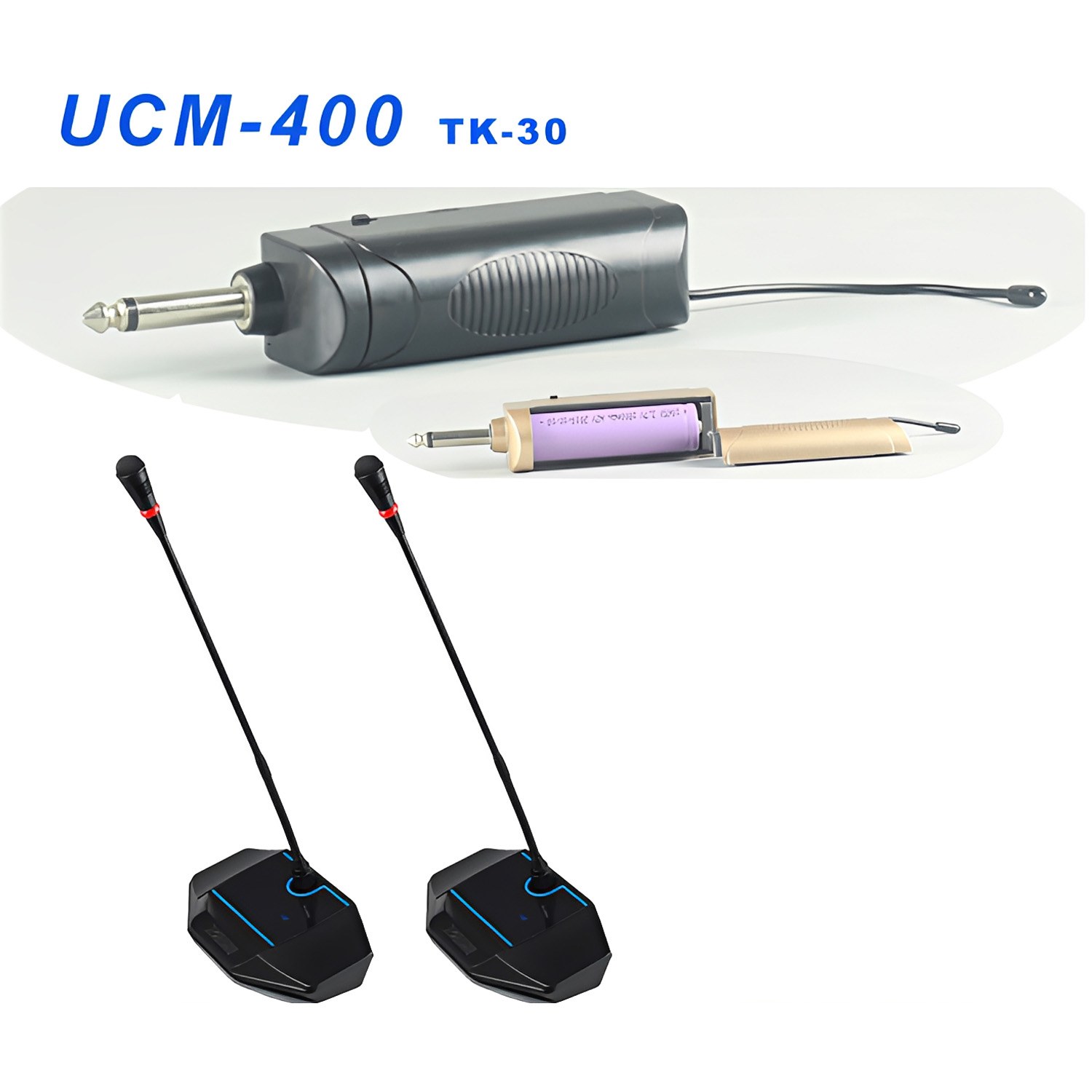 UCM-400 TK-30 receiver and two tabletop gooseneck transmitters