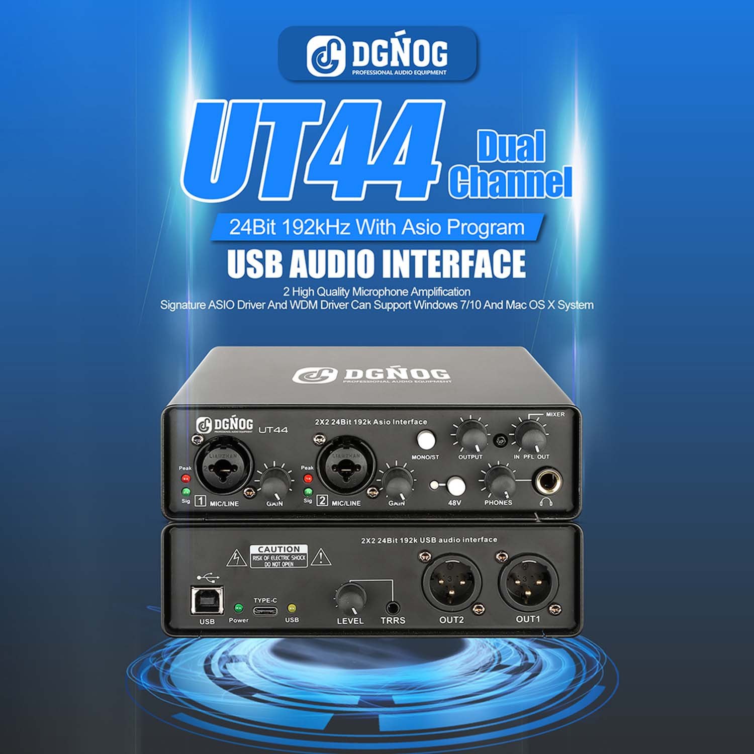 UT44 professional audio interface view 2