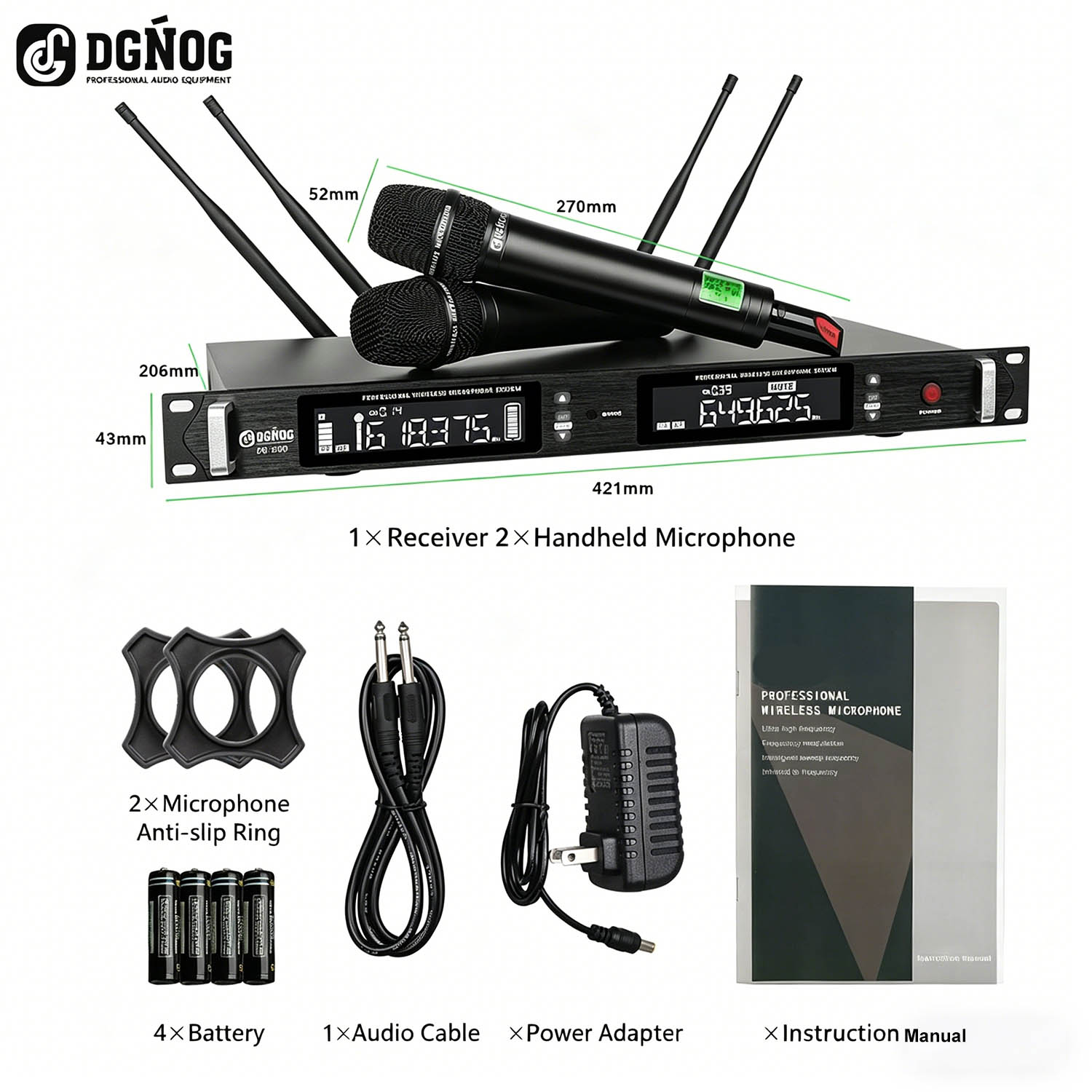 ELEGAUDIO DG-800 dual-channel uhf window-intercom wireless microphone system