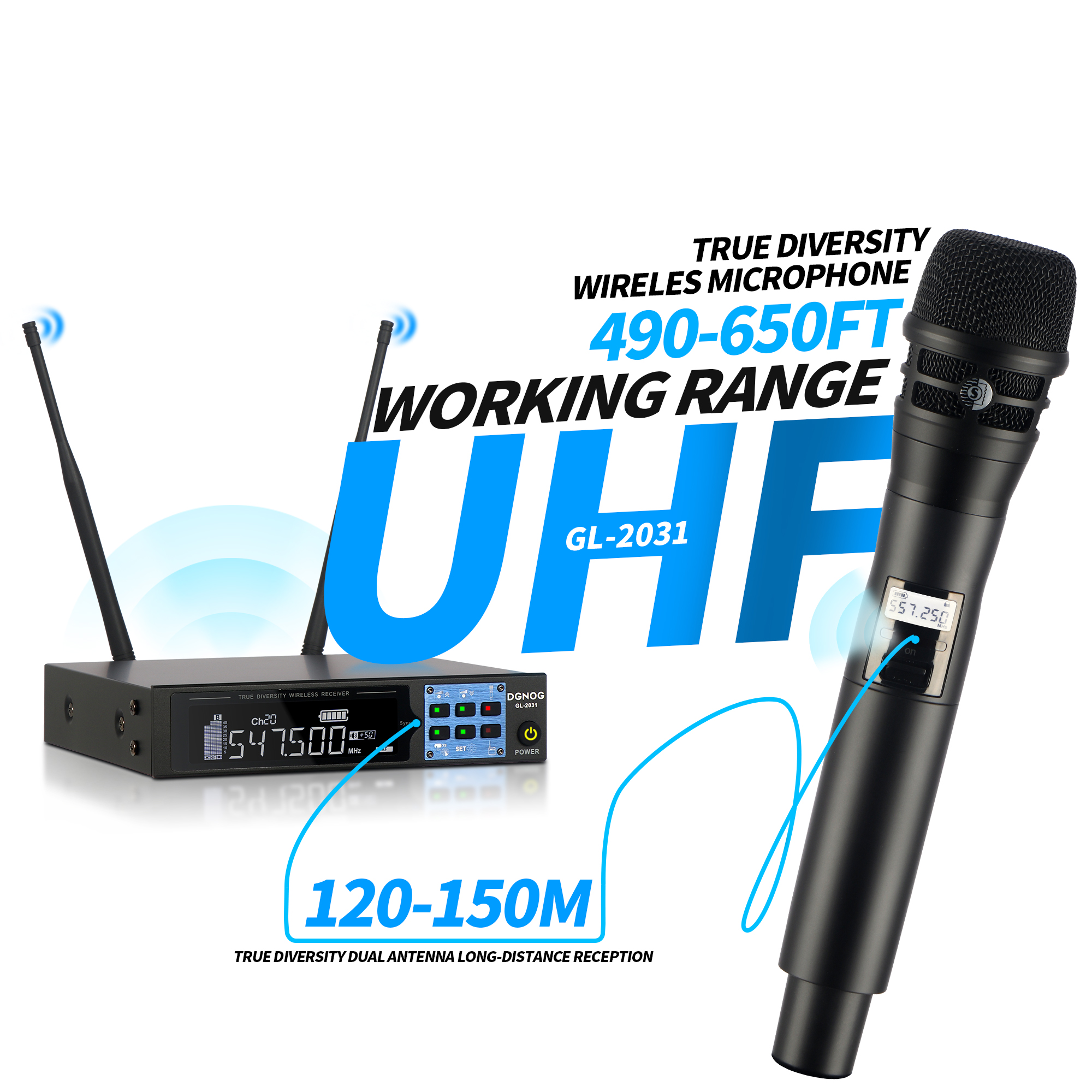 ELEGAUDIO GL-2031 single-channel true-diversity uhf wireless microphone system