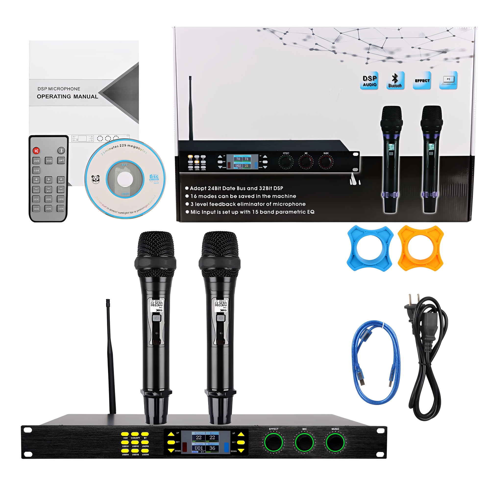 ELEGAUDIO DSP ×1 dual-channel karaoke dsp wireless microphone system