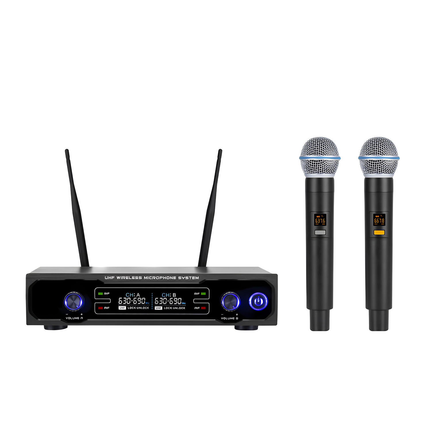ELEGAUDIO UK-8330 one-receiver/two-handheld uhf system