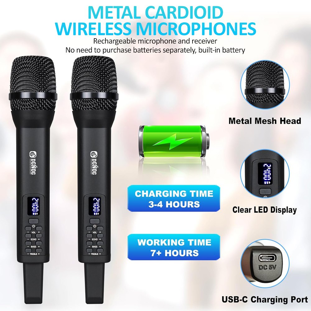 ELEGAUDIO U-202 rechargeable handheld uhf wireless microphone