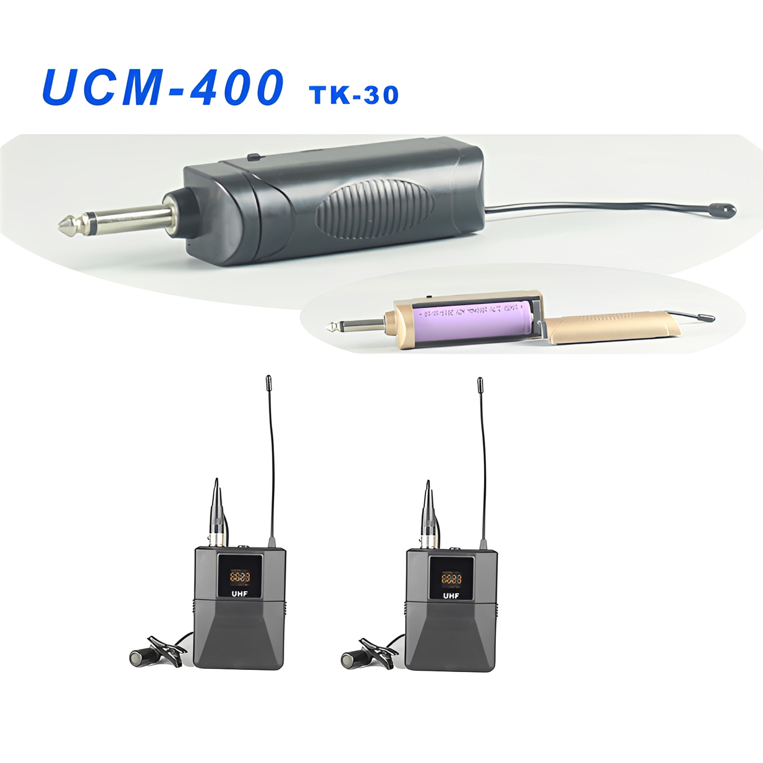 ELEGAUDIO UCM-300 / UCM-400 TK-30 dual-channel UHF wireless microphone system