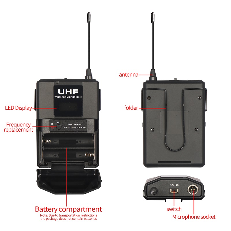 ELEGAUDIO USB-102T 2-channel UHF wireless lavalier microphone system
