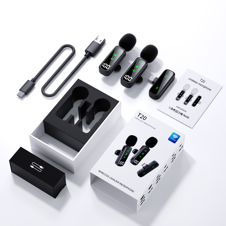 ELEGAUDIO T20 dual wireless lavalier microphone system