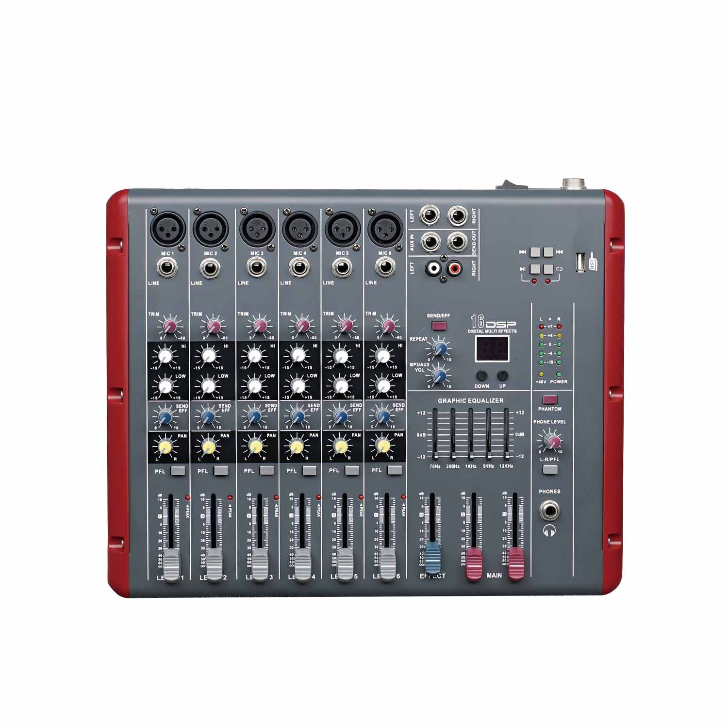 ELEGAUDIO PMX-1202 professional powered audio mixer view 1