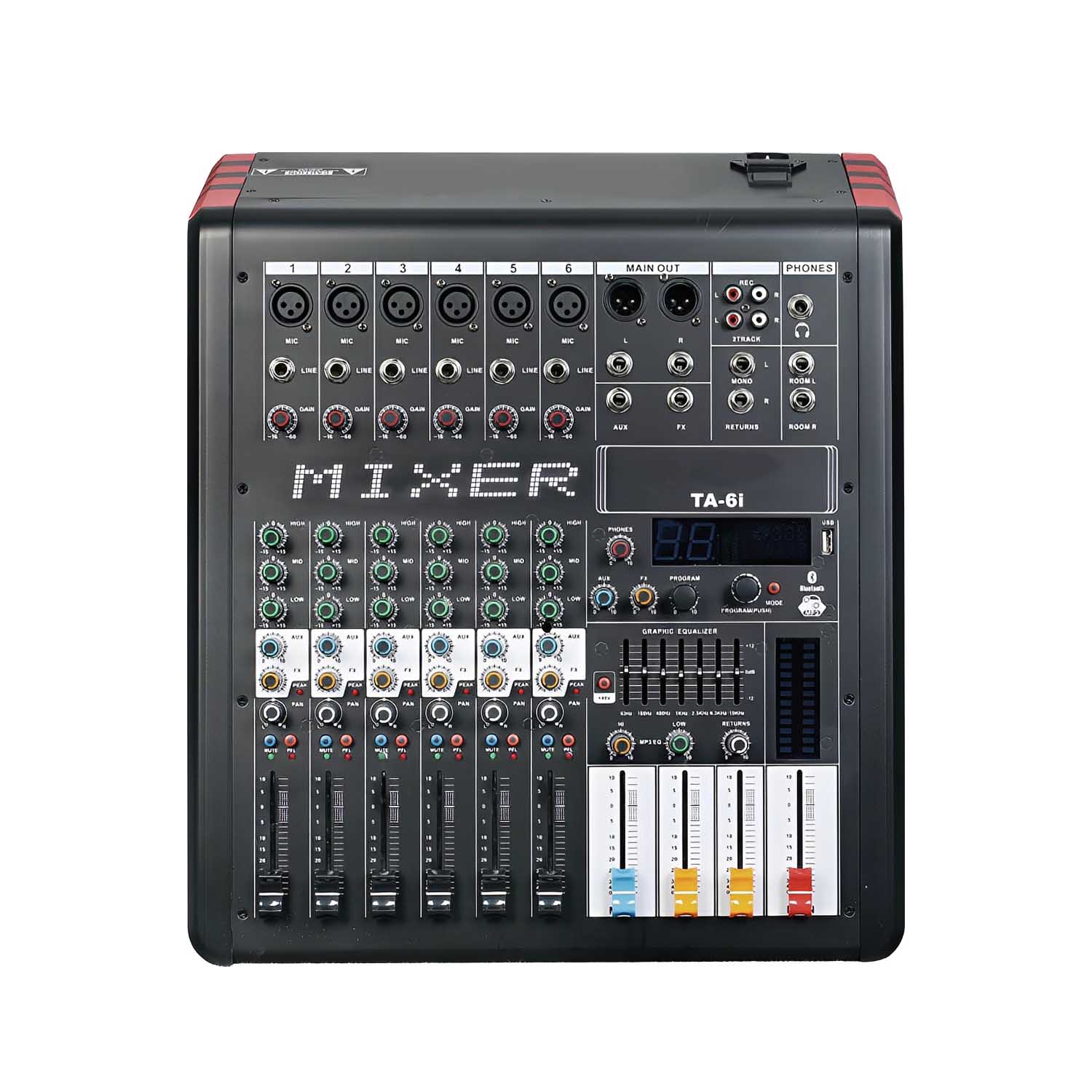 ELEGAUDIO TA-8i 8-channel powered mixing console view 1