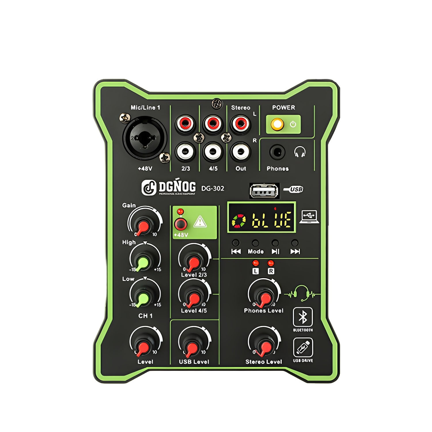 ELEGAUDIO DG-302 five-channel professional compact mixer view 1