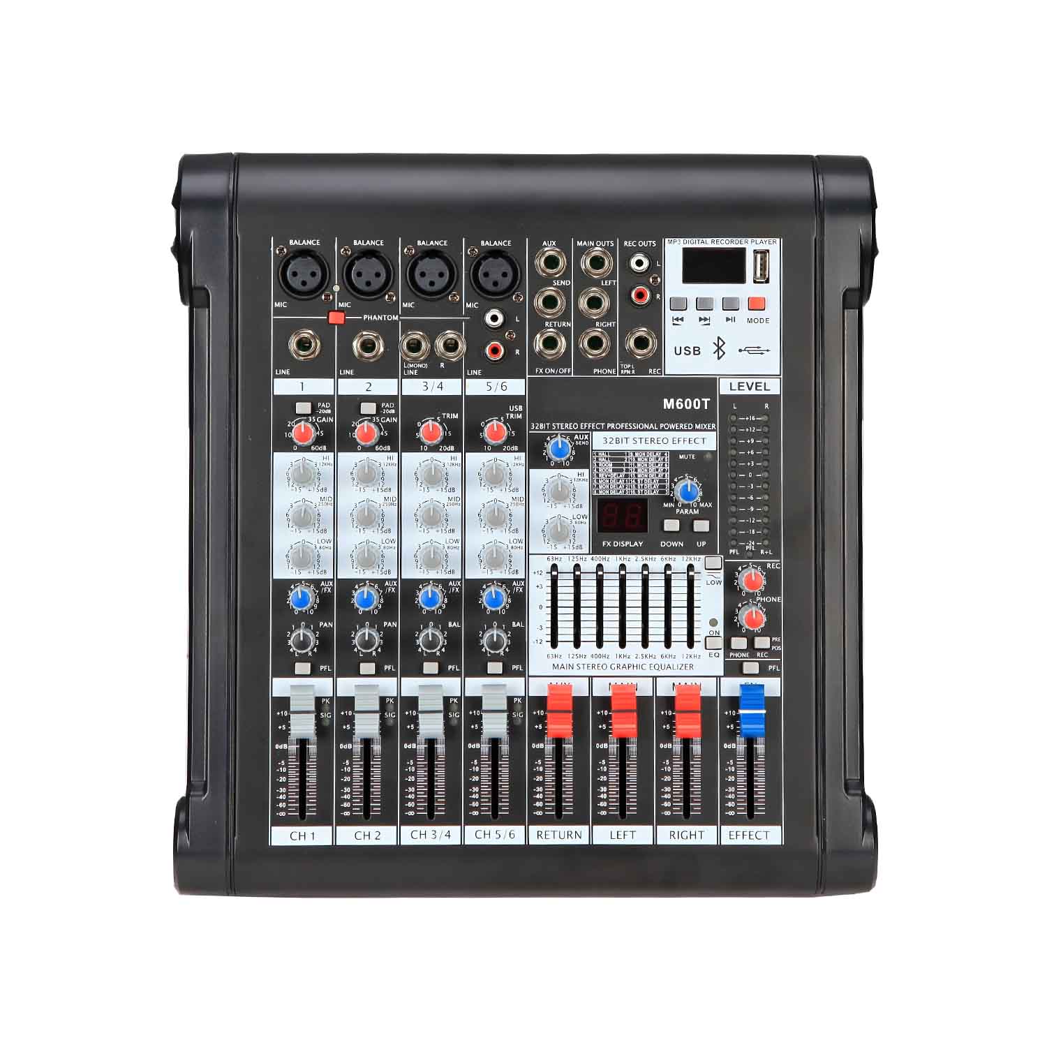 ELEGAUDIO M600T 4-channel USB Bluetooth mixer view 1