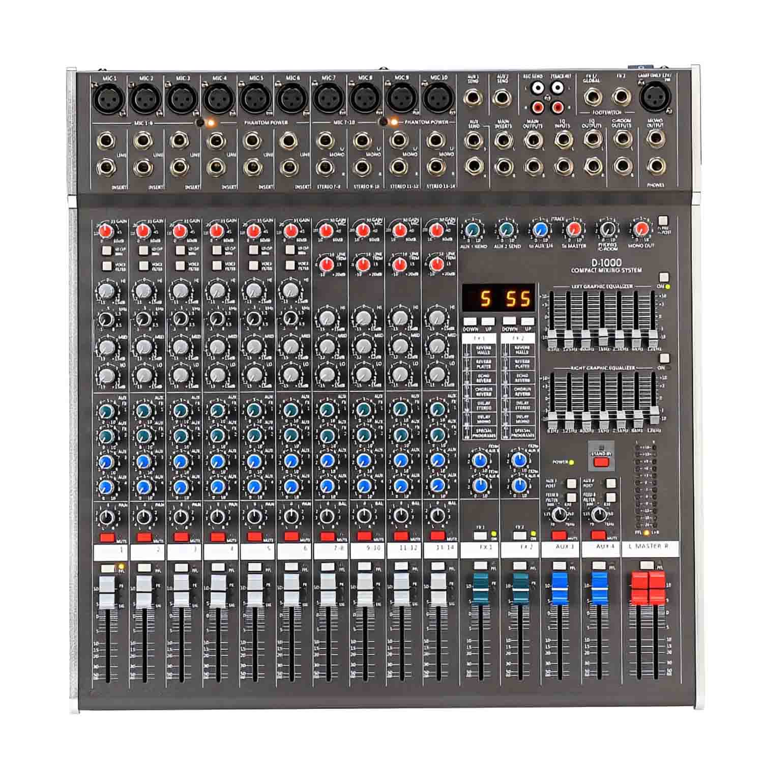 ELEGAUDIO D-1000 10-channel professional audio mixer view 1