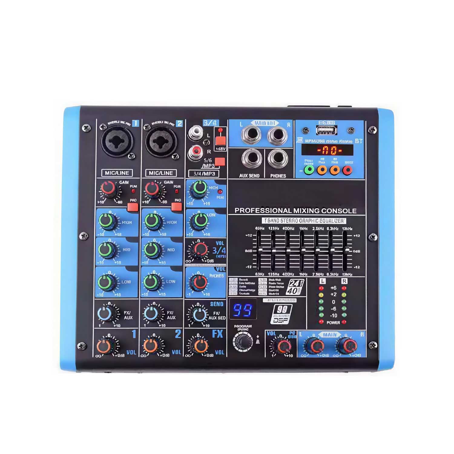 ELEGAUDIO FAM4 4-channel professional DSP mixer view 1