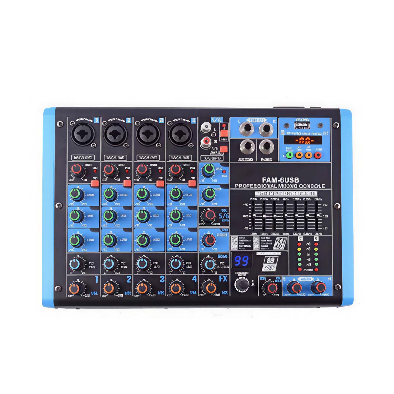 ELEGAUDIO FAM6 6-channel professional DSP mixer view 1