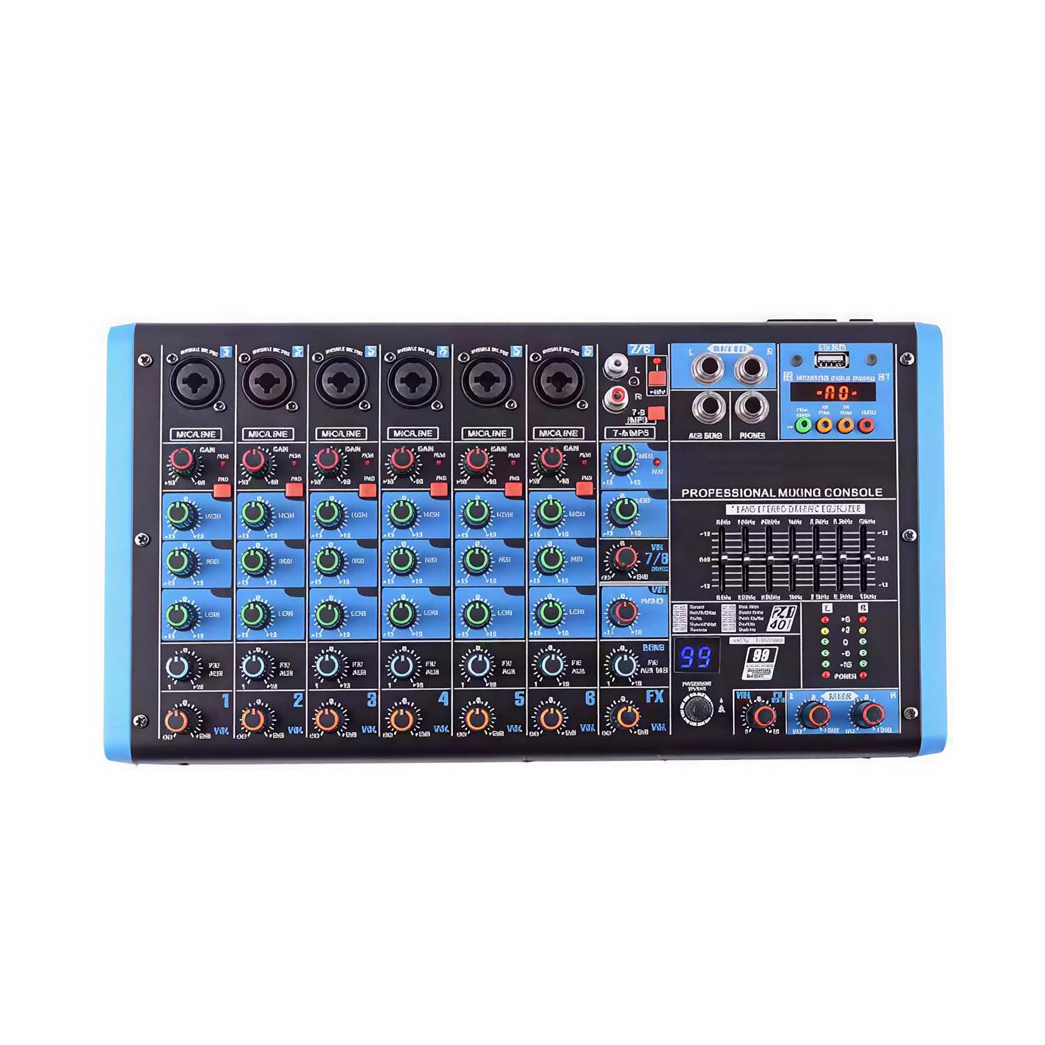 ELEGAUDIO FAM8 8-channel professional DSP mixer view 1