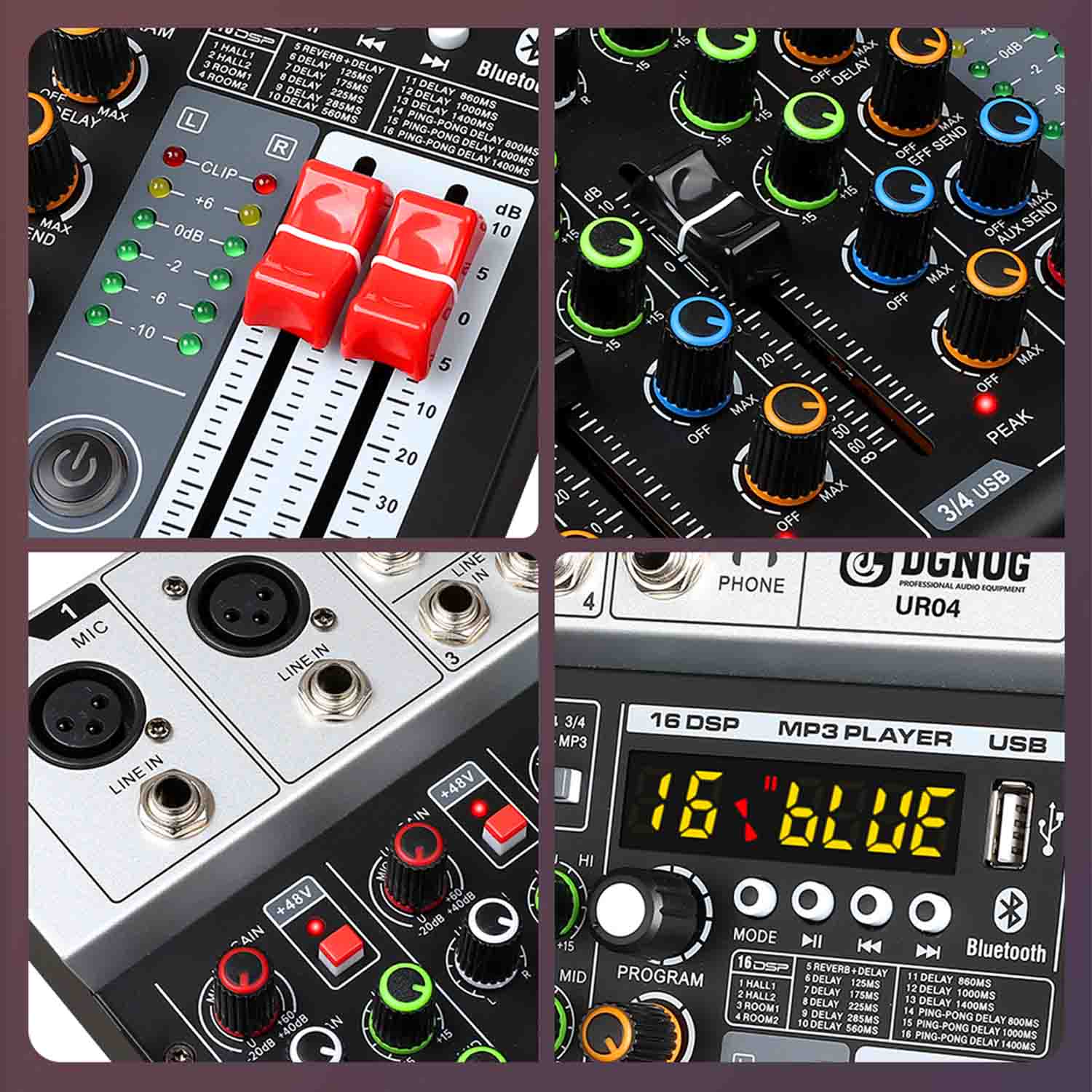ELEGAUDIO UR04 4-channel USB Type-C audio mixer view 3
