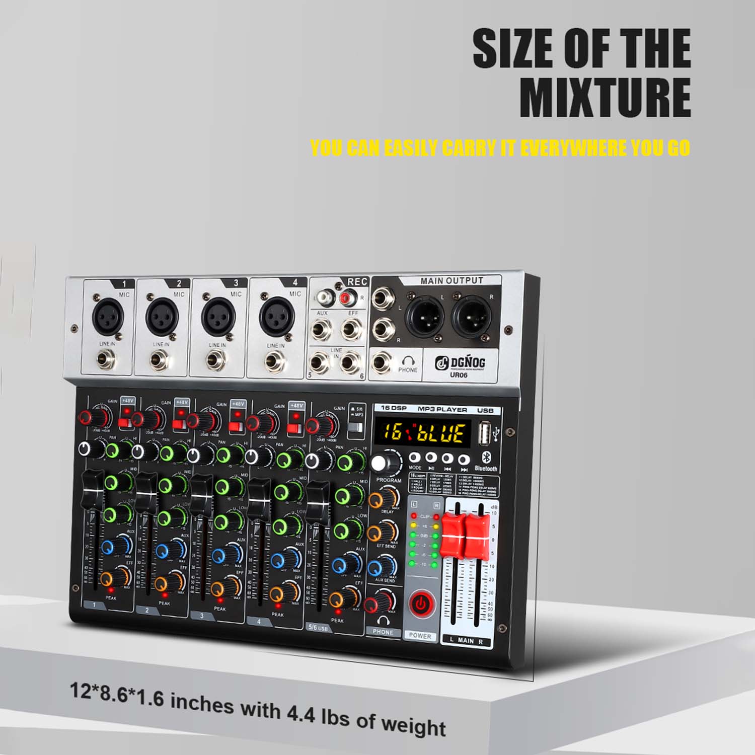 ELEGAUDIO UR06 6-channel USB Type-C audio mixer view 4