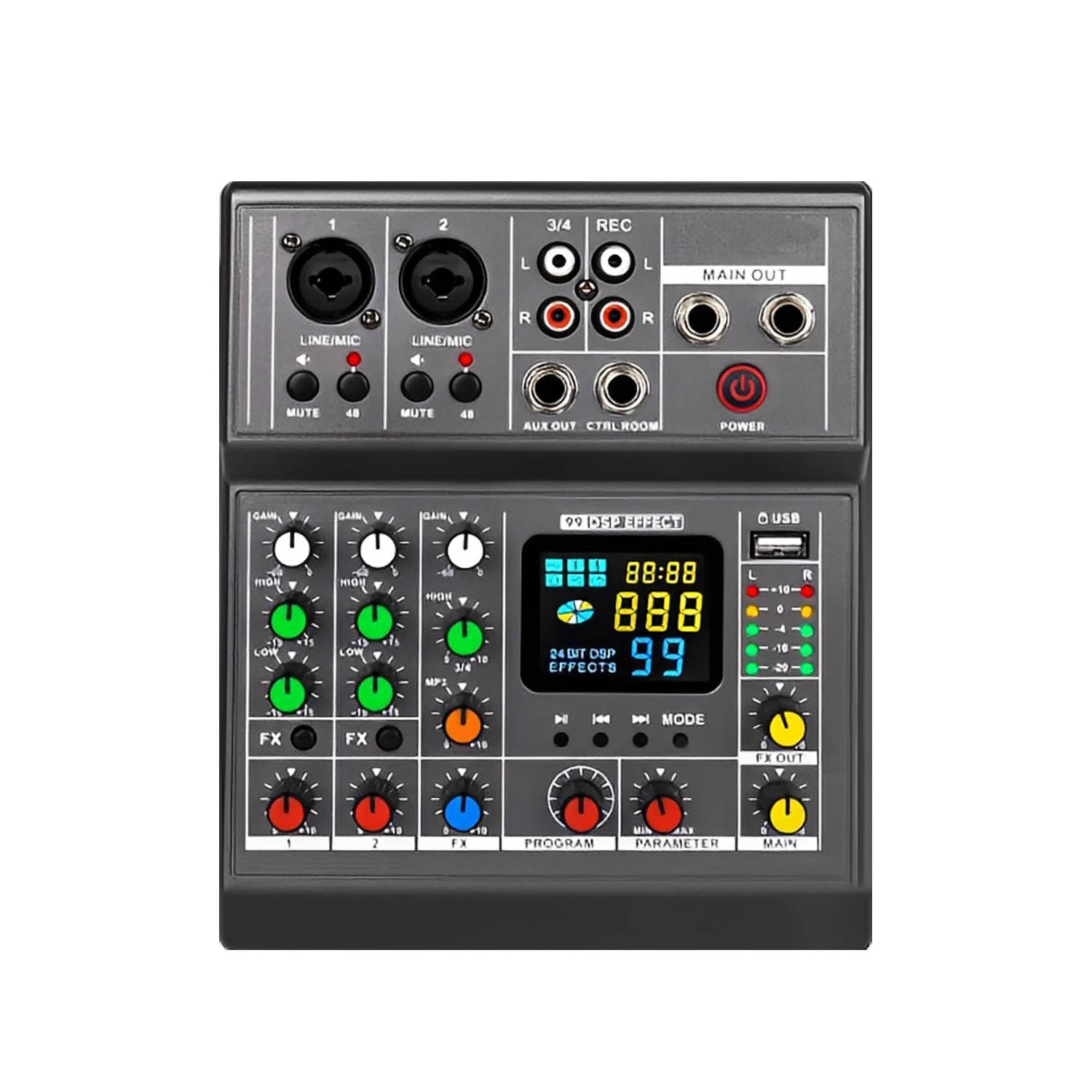 ELEGAUDIO PM-4 compact Bluetooth mixing console view 1