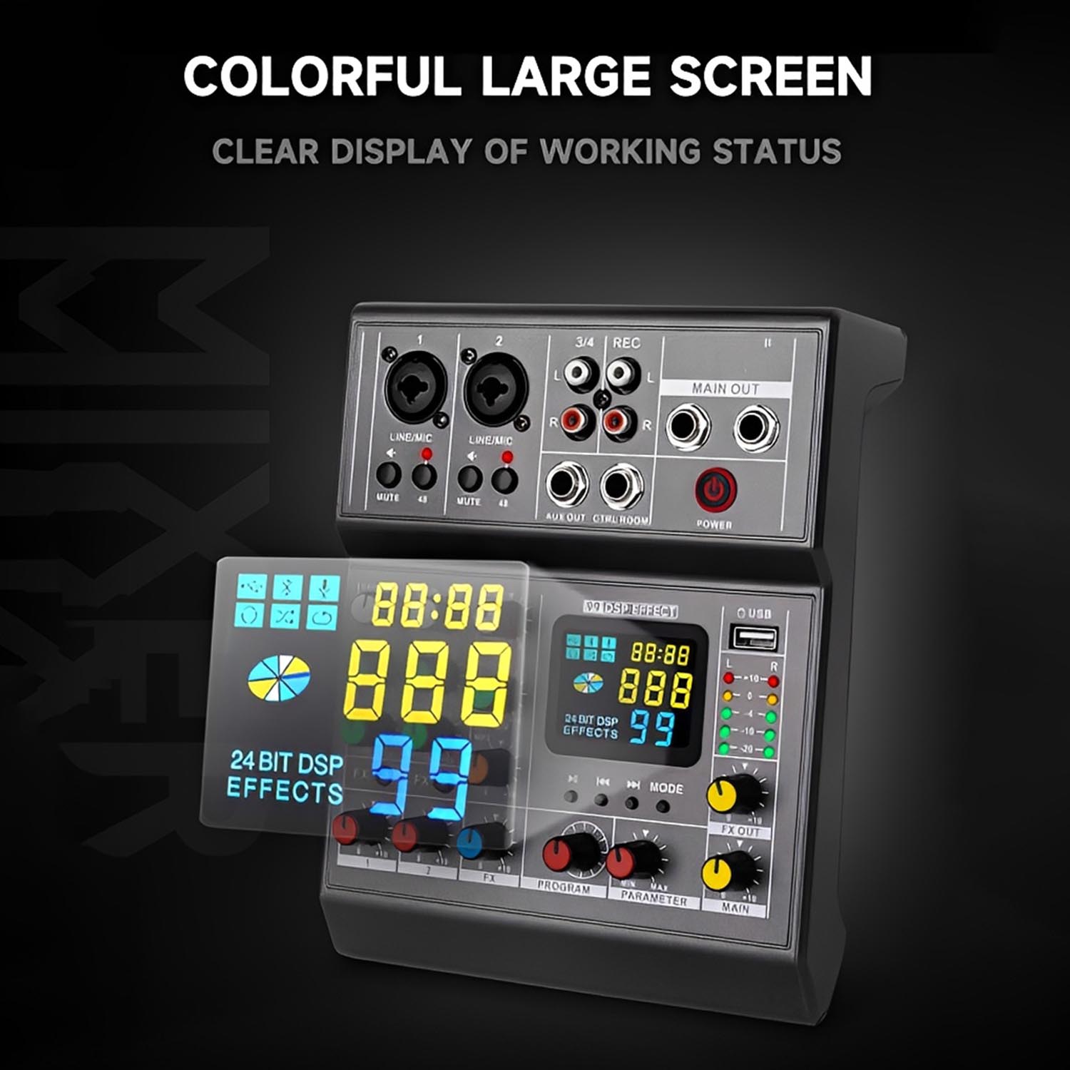 ELEGAUDIO PM-4 compact Bluetooth mixing console view 3