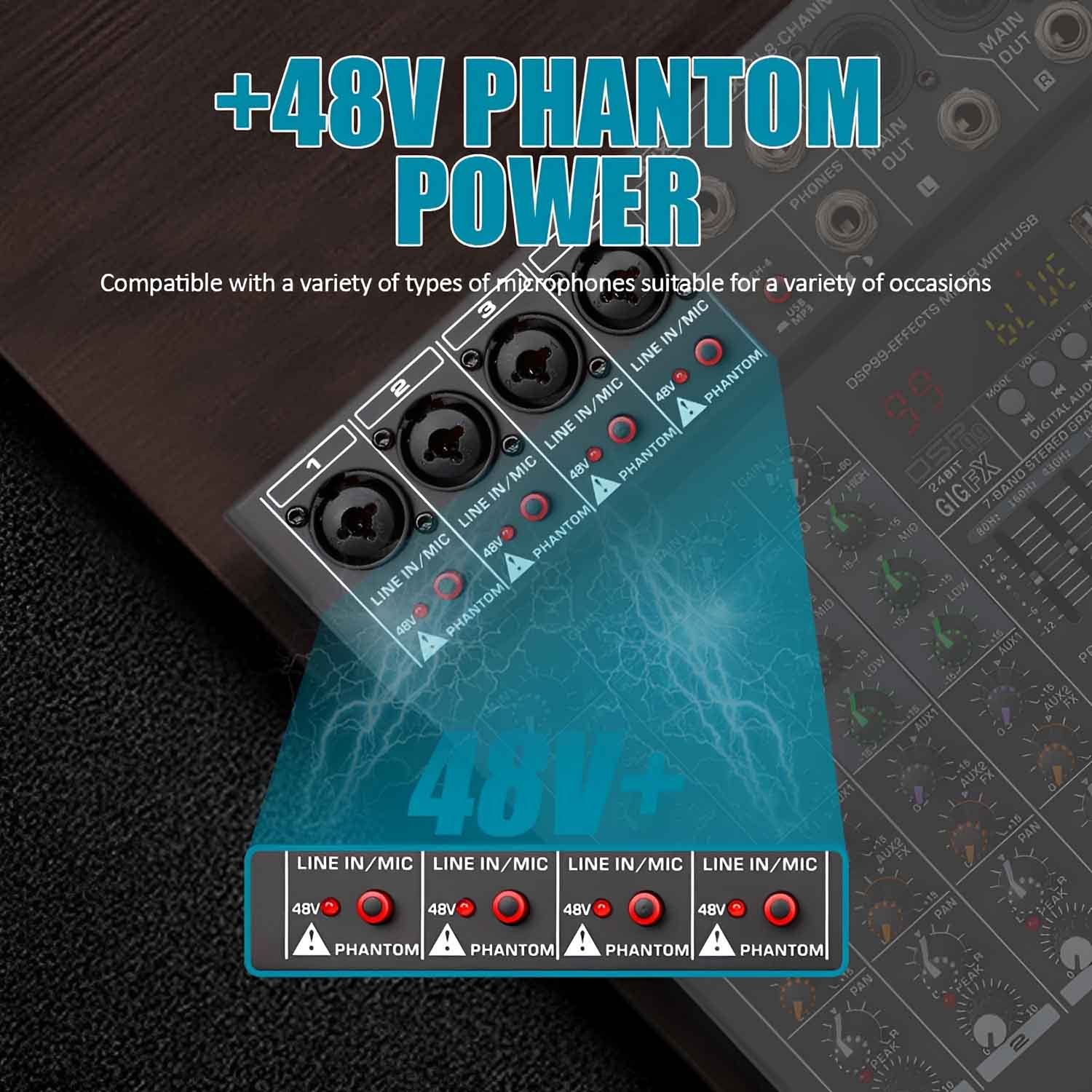 ELEGAUDIO DMK06FX 6-channel professional USB mixer view 4