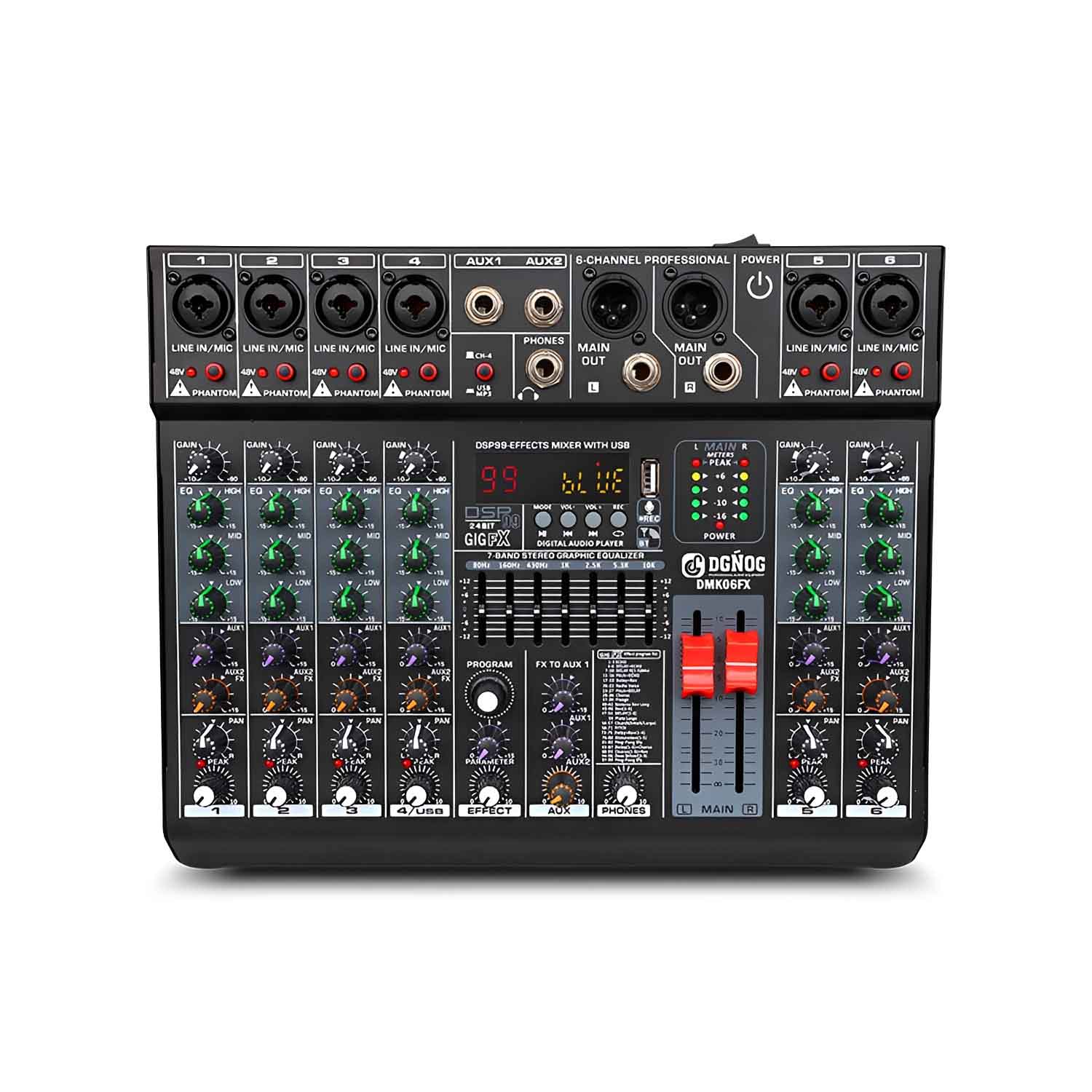 ELEGAUDIO DMK06FX 6-channel professional USB mixer view 1