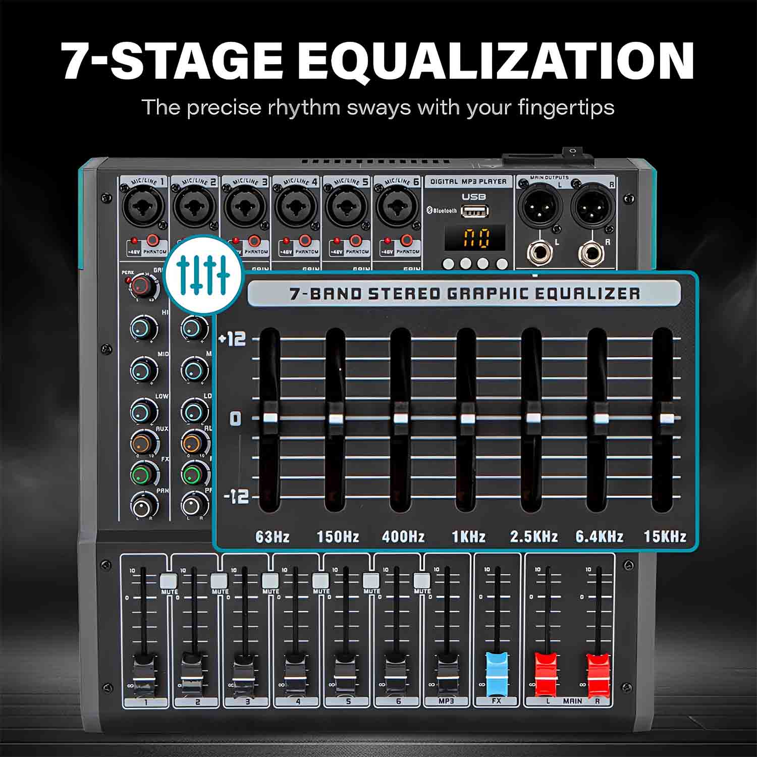ELEGAUDIO PA-8 8-channel professional mixing console view 2