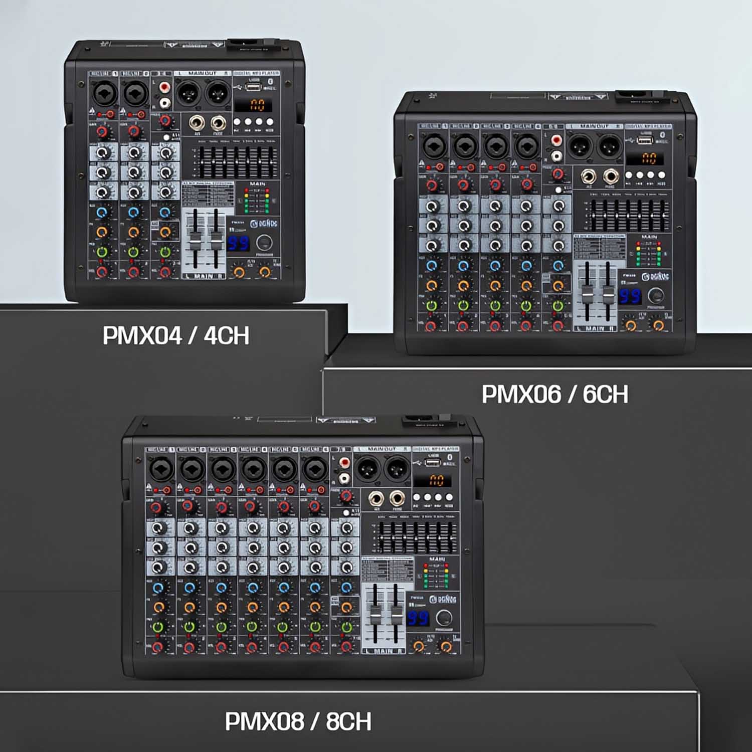 PMX04 4 channel professional mixing console view 5