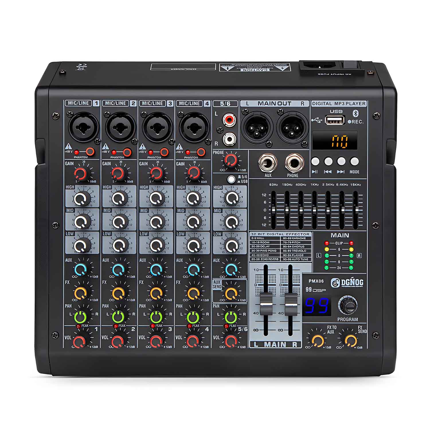 PMX06 6 channel professional mixing console view 1