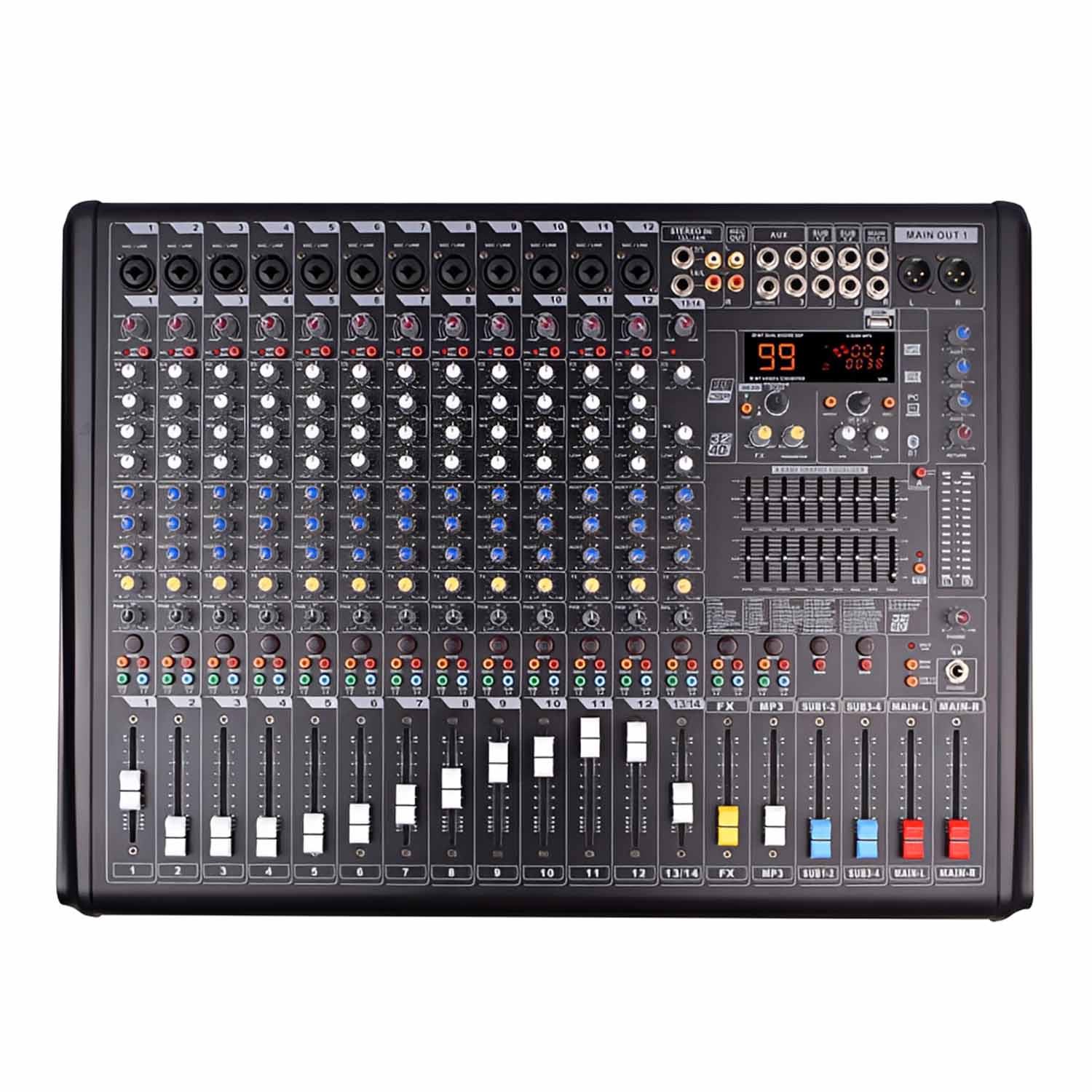 MB 1404FX 14 channel professional mixing console view 1