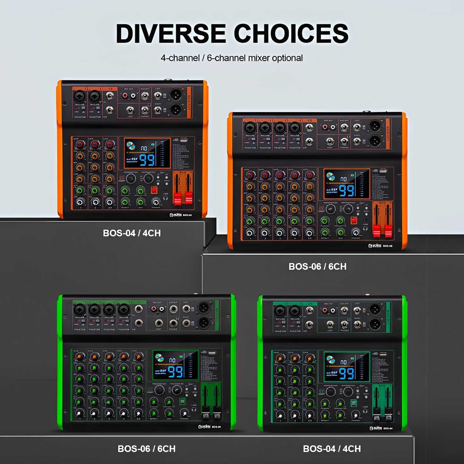 BOS-04 4 channel professional mixing console view 5