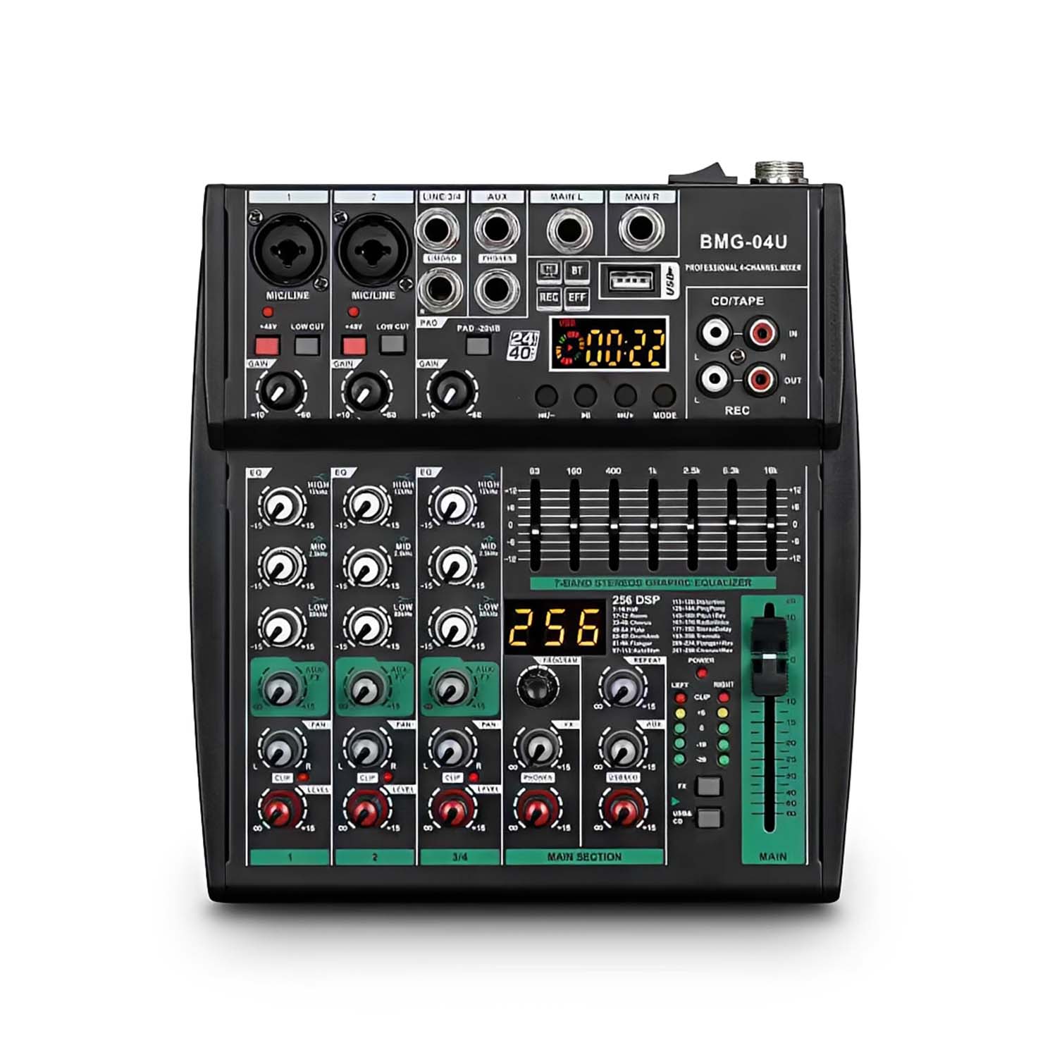 BMG-04U professional analog USB mixing console view 1