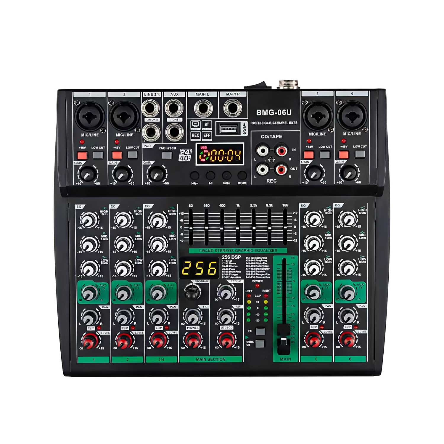 BMG-06U professional analog USB mixing console view 1